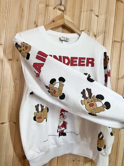 VTG B J Frog Sweatshirt Ugly Christmas Raindeer Santa 3D Graphics 80s USA sz S - Picture 3 of 9